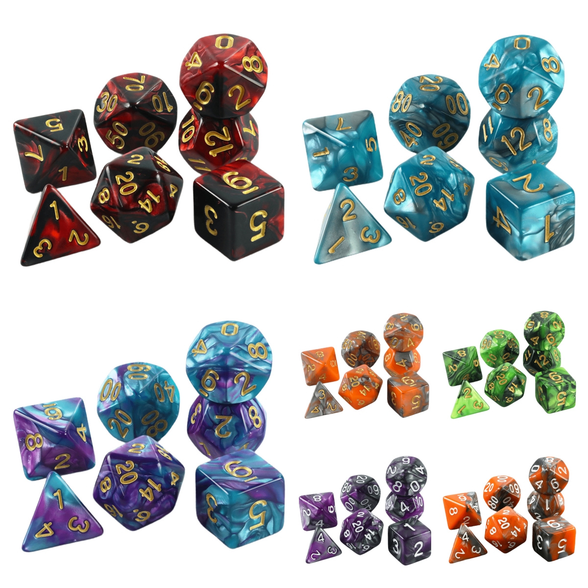 Board Game Live - DND Dice Set 7pcs Mixing Color