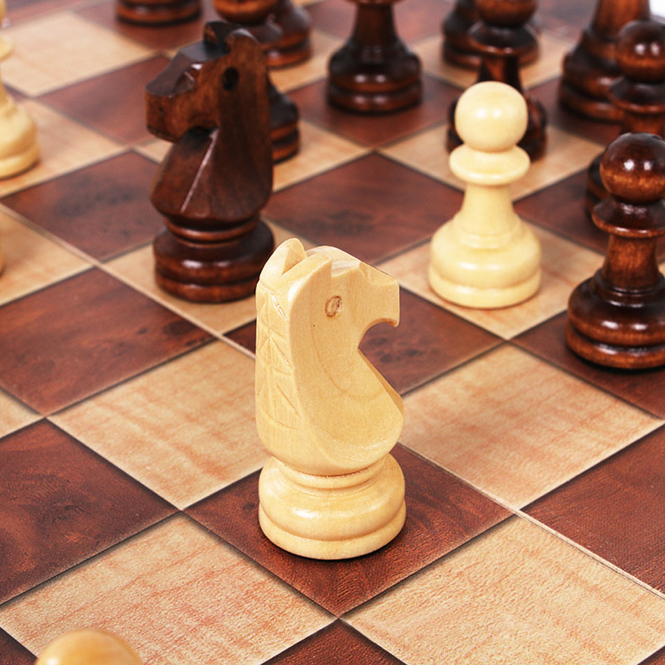 Board Game Operation - 3 in 1 Wooden Chess Backgammon
