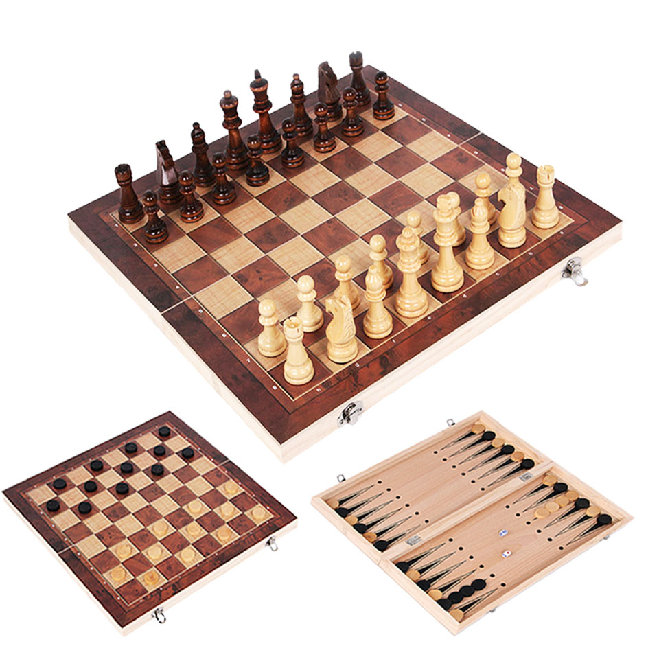 3 in 1 Wooden Chess Backgammon - Board Game Operation recensie en prijs